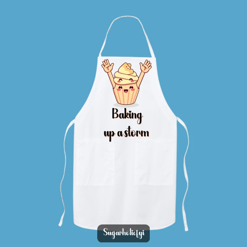 Funny Cupcake Gummy Bear High Five Apron: Sweet Kitchen Fun