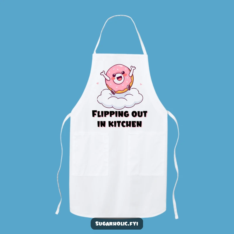 Funny Doughnut Cartwheel Apron: Chef's Cartoon Character Delight, Whimsical Cooking Gift