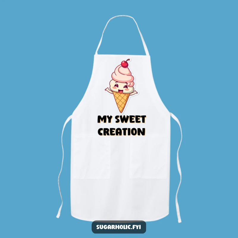 Funny Ice Cream Spin Apron: Kitchen Cherry Character Wear, Ideal Funny Gift