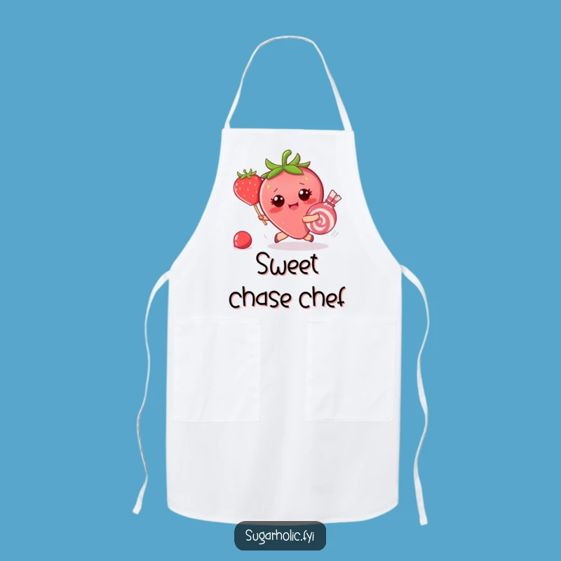 Funny Strawberry Candy Chase Apron: Cook with Sweet Humor