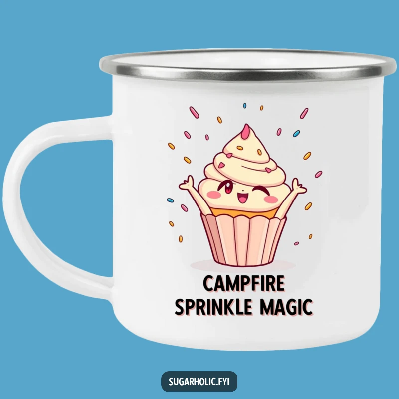 Funny Winking Cupcake Camping Mug: Sweet Adventures, Perfect Funny Gift!