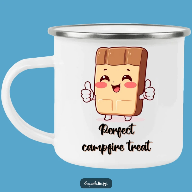 Funny Chocolate Bar Camping Mug: Sip Your Adventure with Thumbs-Up Fun
