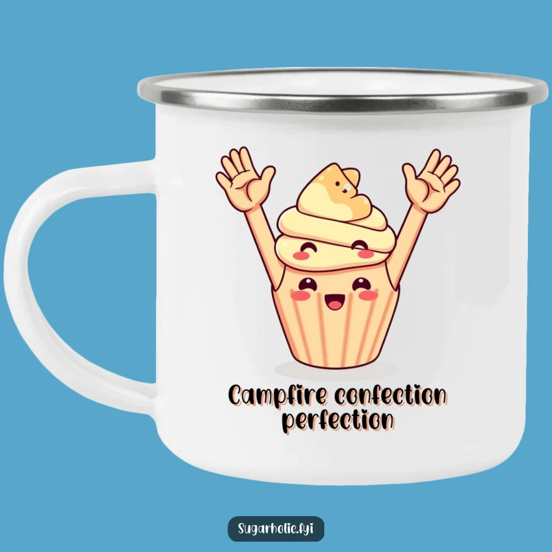 Funny Cupcake Gummy Bear High Five Camping Mug: Sweet Outdoor Companion