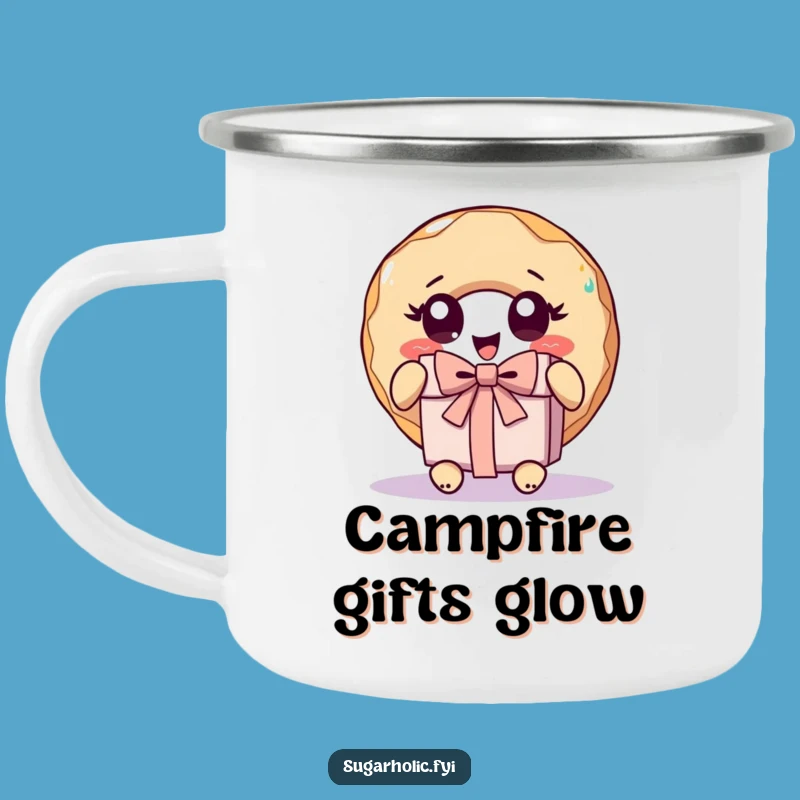 Funny Donut Unwrap Present Camping Mug - Adventure Fuelled by Excitement
