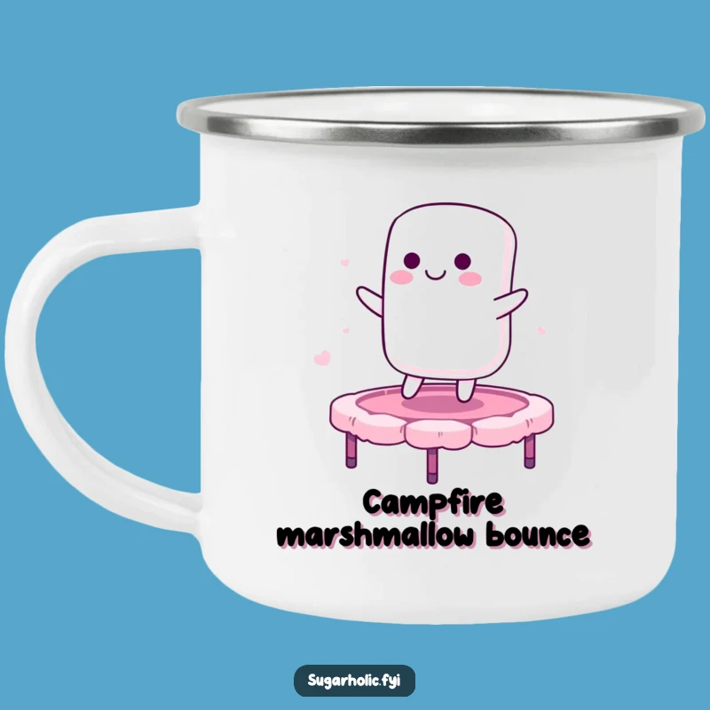Funny Marshmallow Trampoline Camping Mug - Durable & Humorous Sweet Companion