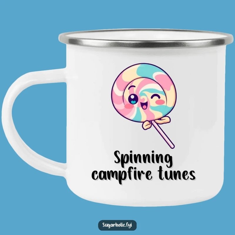 Funny Playful Lollipop Camping Mug: Spinning Fun, Hilarious Outdoor Gift