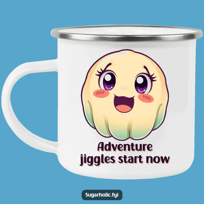 Funny Wobbly Jelly Camping Mug - Durable Enamel Cup for Outdoor Fun