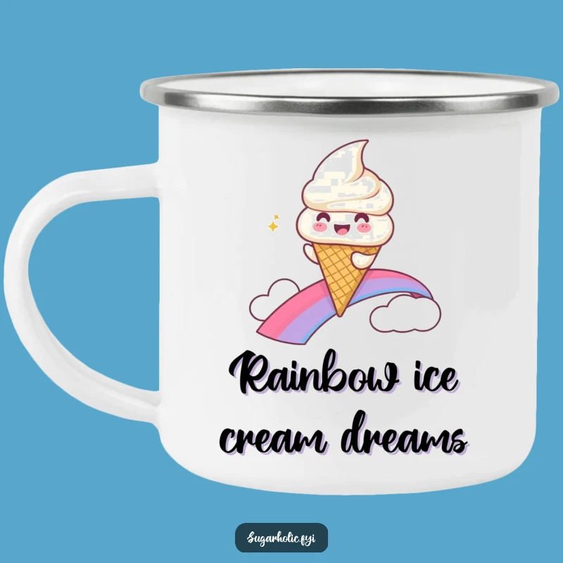 Funny Ice Cream Rainbow Slide Camping Mug - Outdoor Gleeful Character
