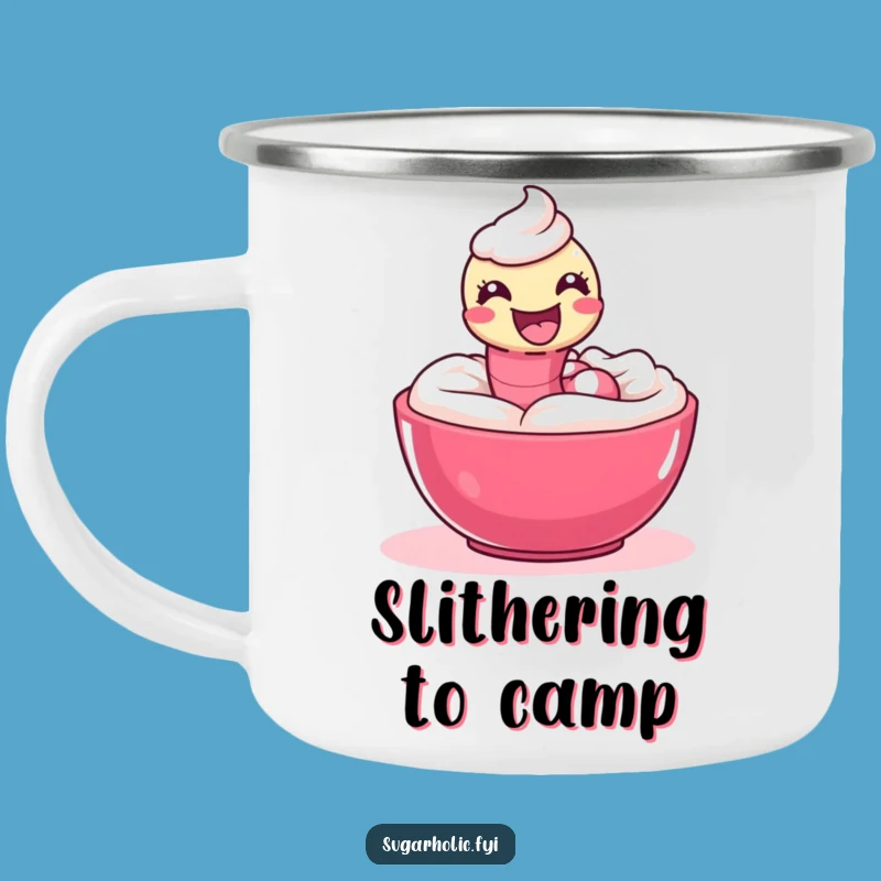 Funny Gummy Worm Icing Camping Mug - Durable Playful Slither, Perfect Funny Gift
