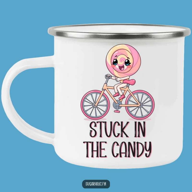 Funny Lollipop Rock Candy Bicycle Camping Mug: Sweet Adventures!
