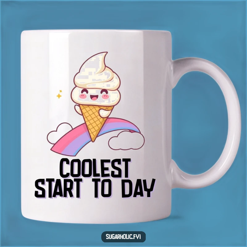 Funny Ice Cream Rainbow Slide Mug - Gleeful Character Funny Gift