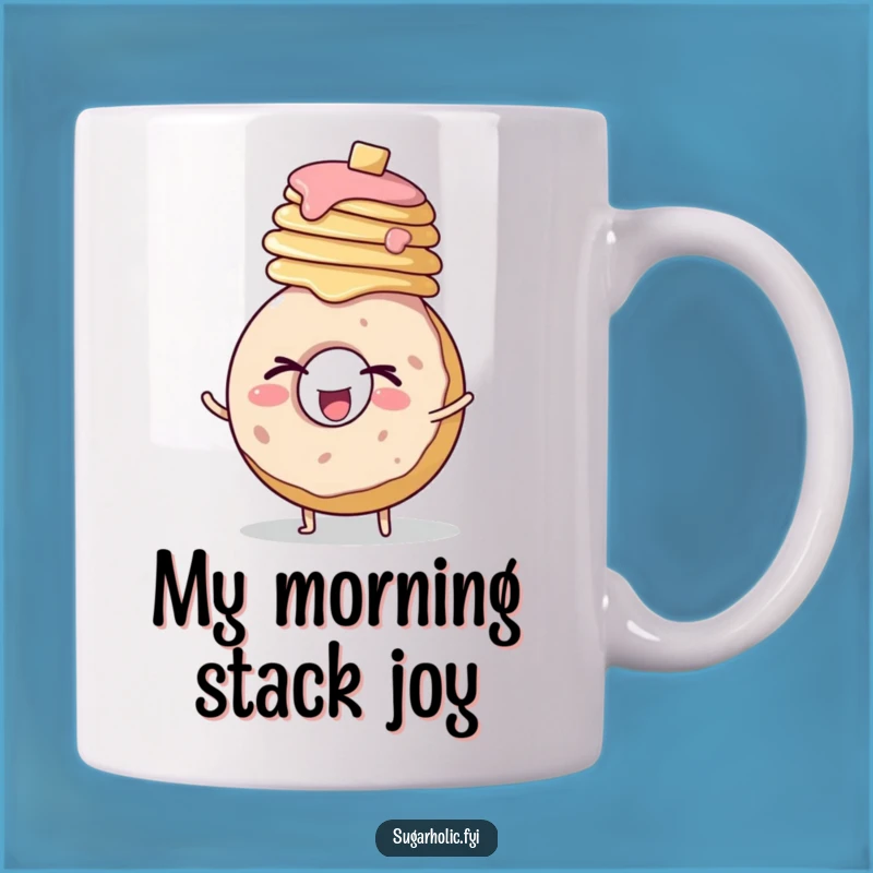 Funny Donut Pancake Wink Mug: Enthusiastic Breakfast Character Treat Gift