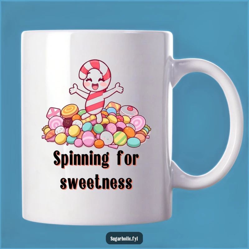 Funny Jolly Candy Cane Spin Mug - Sweet Character Art Funny Gift