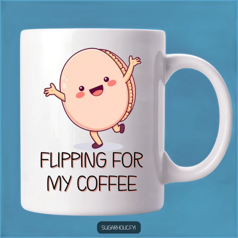 Funny Macaron Cartwheel Mug: Cheerful Character, Perfect Funny Gift for Dessert Lovers