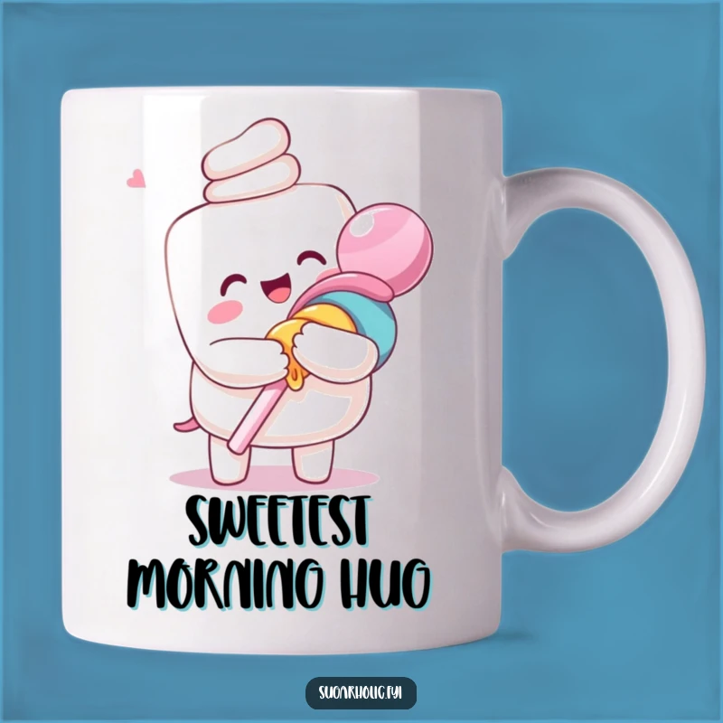 Funny Marshmallow Lollipop Hug Mug: Sweet Joyful Design for a Funny Gift