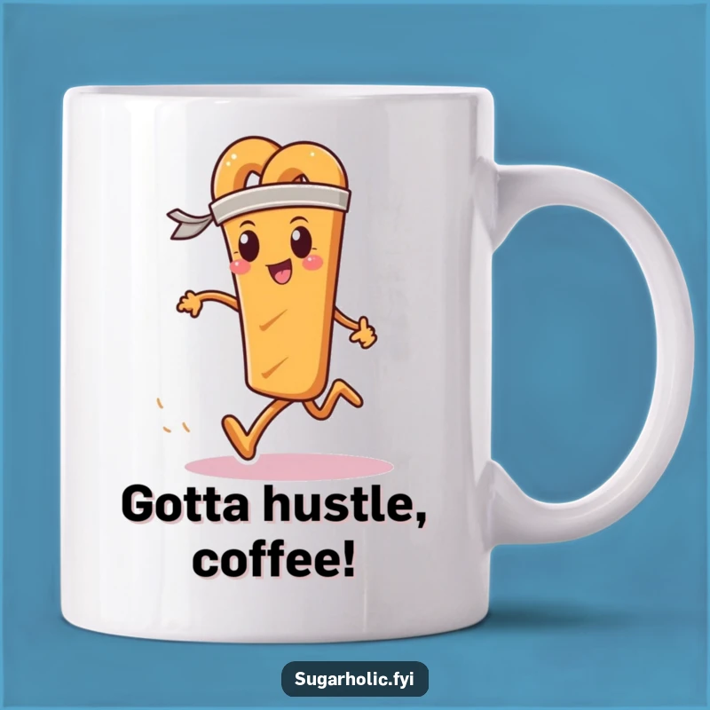 Funny Pretzel Race Mug - Determined Runner Character Gift, Fitness Snack Cup