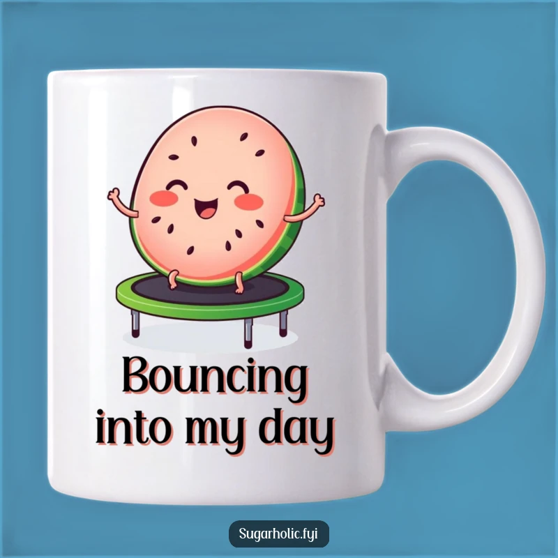 Funny Watermelon Trampoline Mug - Joyful Fruit Character Gift, Bouncing Summer Cup
