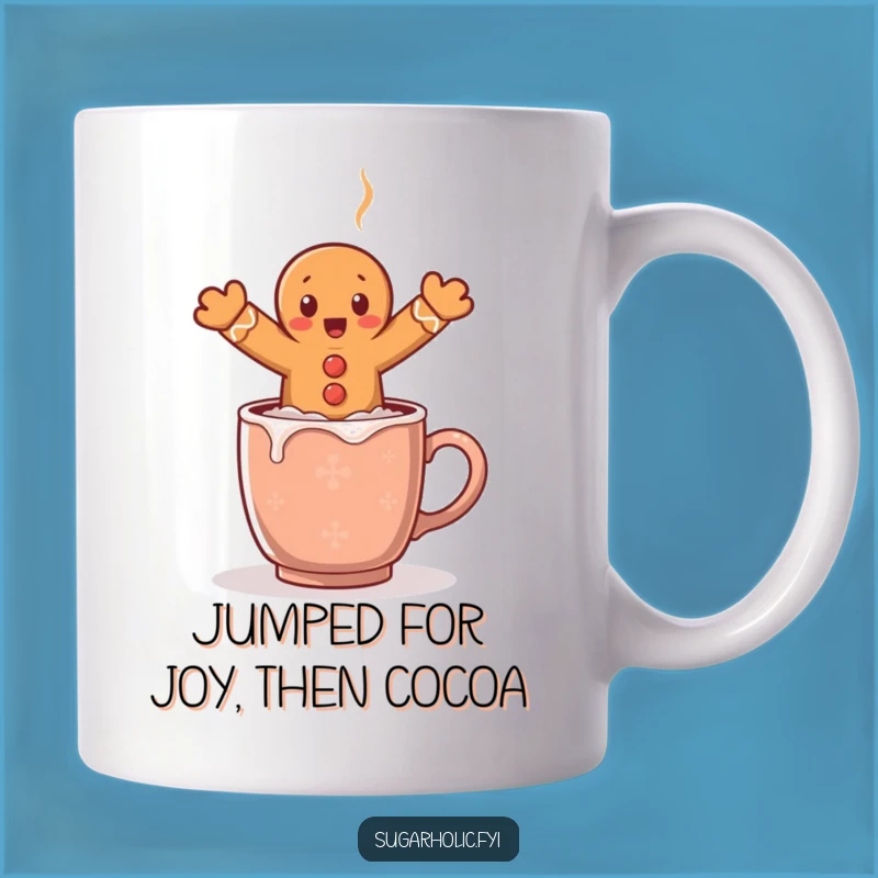 Funny Surprised Gingerbread Man Cocoa Leap Mug - Whimsical Holiday Treat Funny Gift