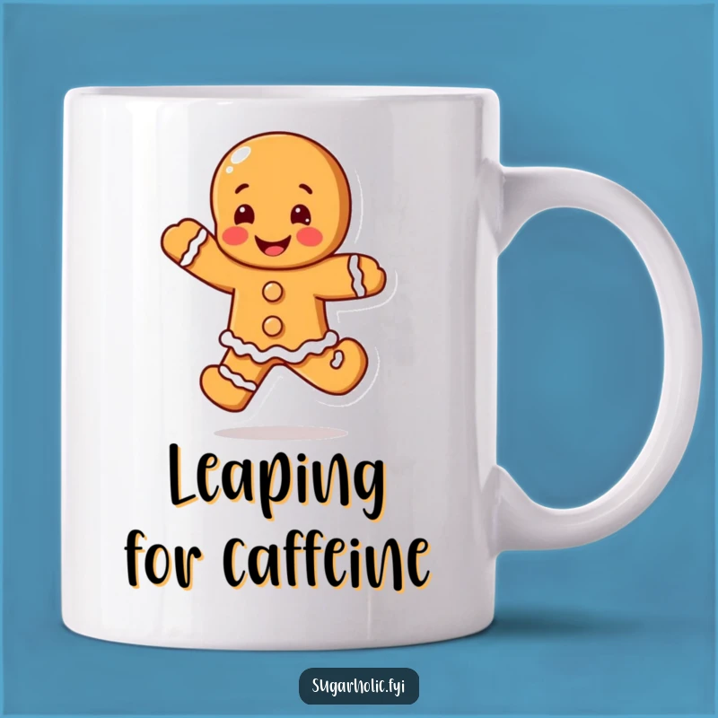Funny Blushing Gingerbread Man Mug: Happy Leap Fun, Perfect Hilarious Gift
