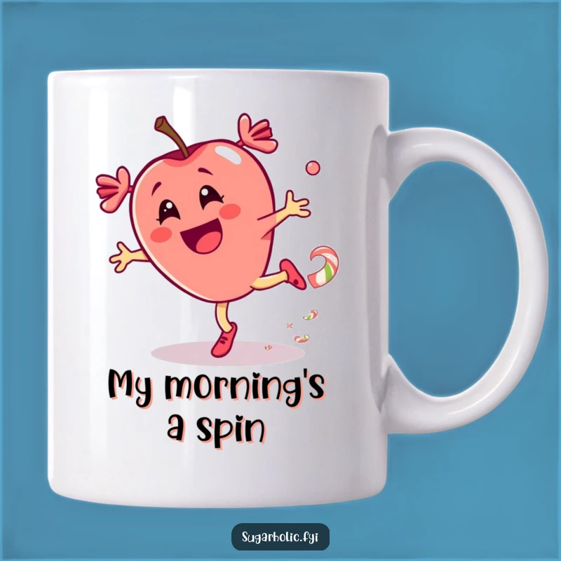 Funny Candy Apple Cartwheel Mug: Thrilling Sweet Spin, Perfect Funny Gift!