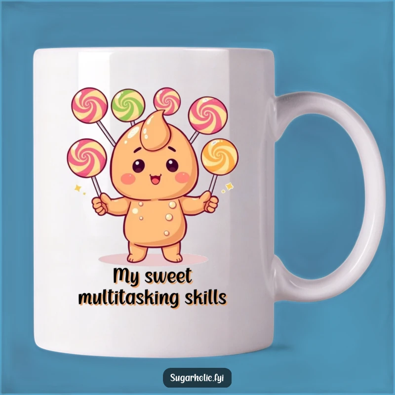 Funny Caramel Candy Juggling Gumdrops Mug - A Sweet and Hilarious Gift for Candy Lovers