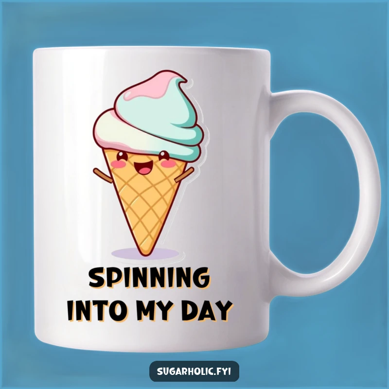 Funny Ice Cream Spin Mug: Cheerful Dessert Character Gift