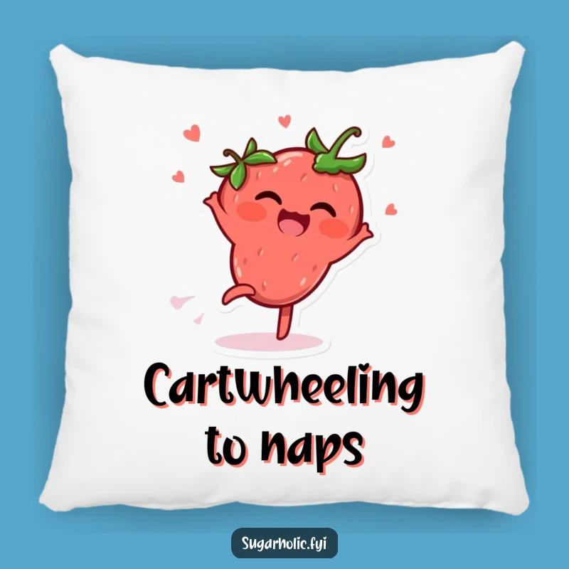 Funny Strawberry Cartwheel Pillow: Snuggle with Giggling Fruit Fun, Ideal Funny Gift