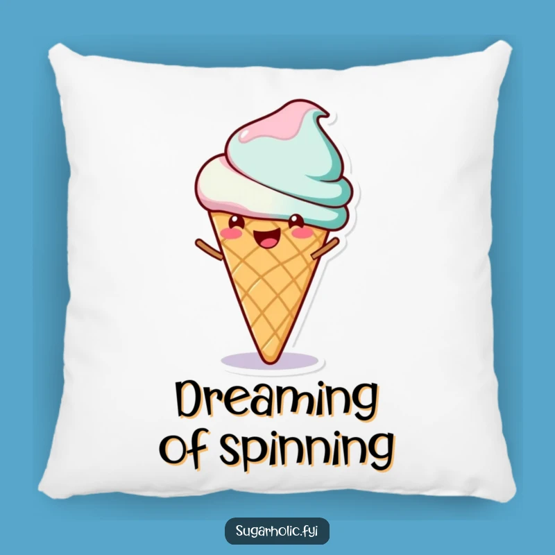 Funny Ice Cream Spin Pillow: Comfy Hilarious Dessert Character Accent
