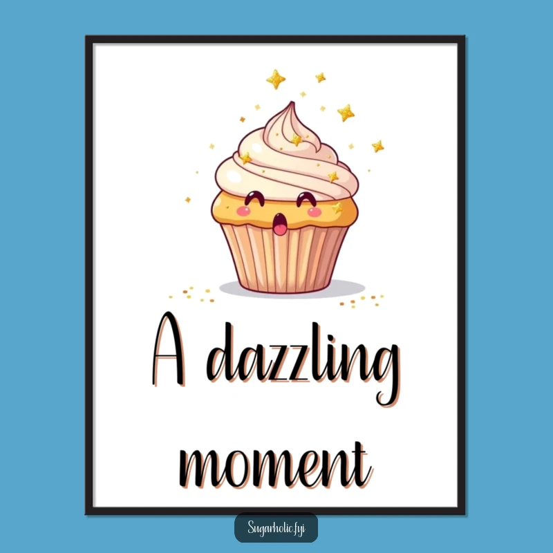 Funny Surprised Cupcake Digital Art - Instant Glitter Shower, Perfect Funny Gift