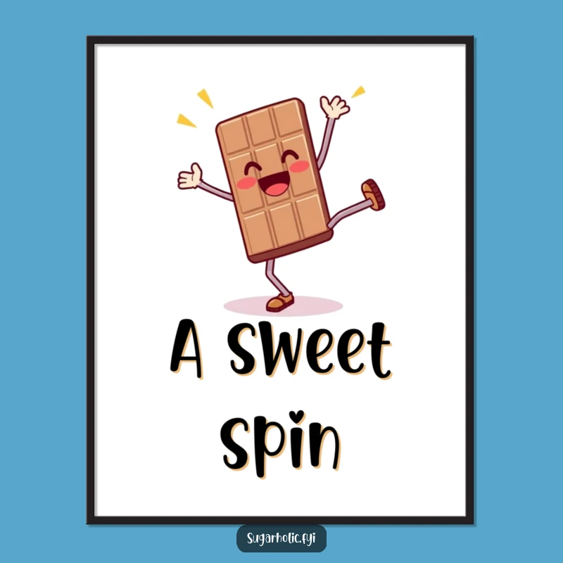 Funny Chocolate Bar Cartwheel Digital Art: Instant Energetic Decor for Thrilled Spaces