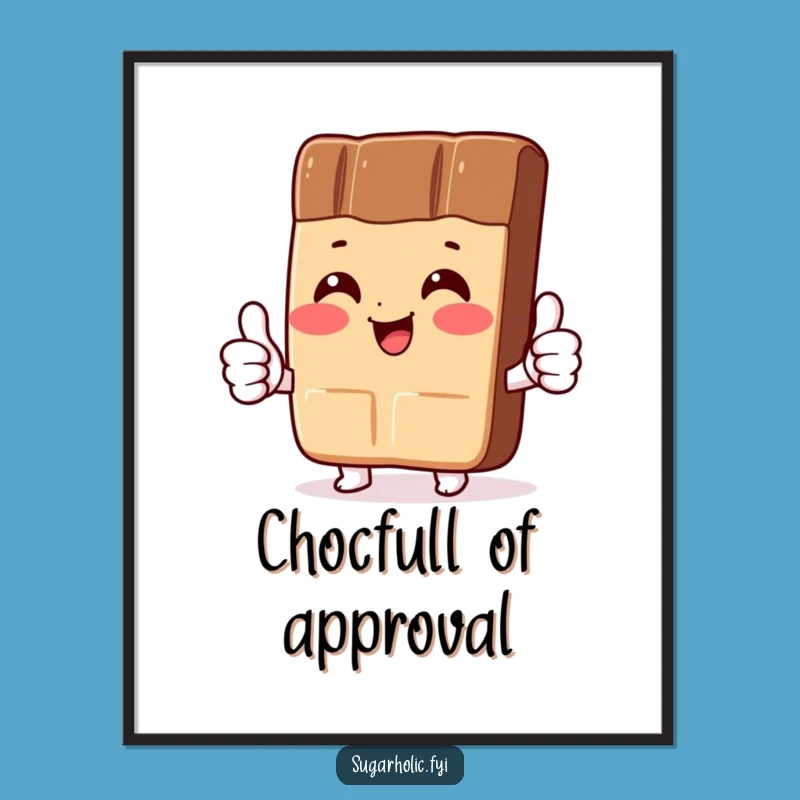 Funny Chocolate Bar Digital Print: Instant Approval with a Thumbs-Up Character