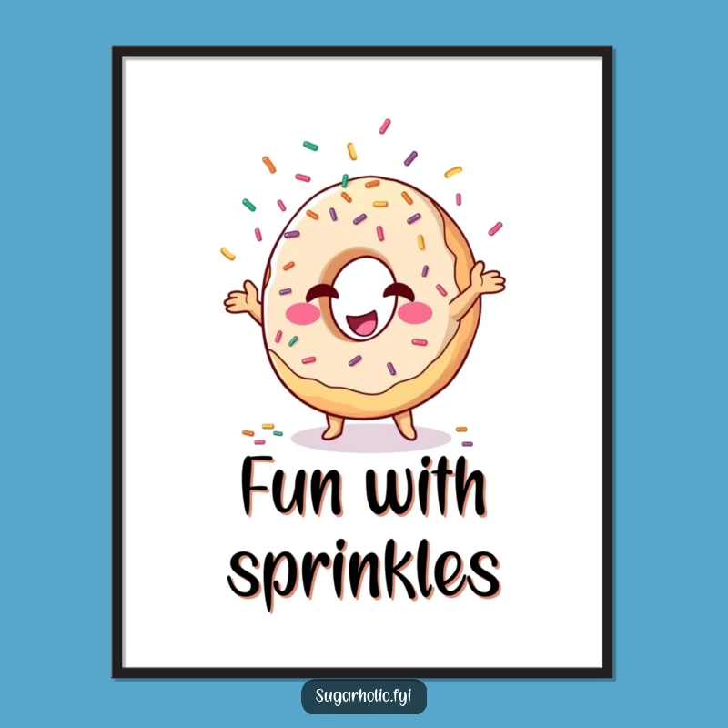 Funny Donut Sprinkle Juggling Digital Art - Witty Dessert Print for Instant Fun