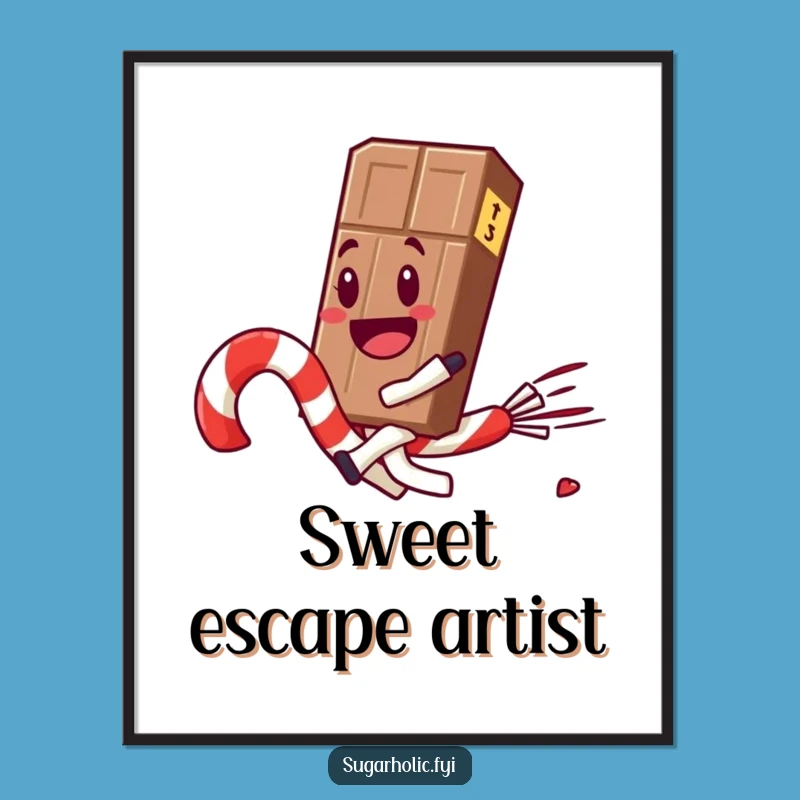 Funny Chocolate Bar Candy Cane Digital Art: Instant Joyful Decor!