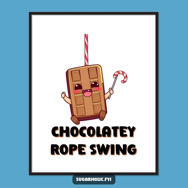 Funny Chocolate Swing Digital Art: Thrilling Character Decor, Instant Humorous Gift