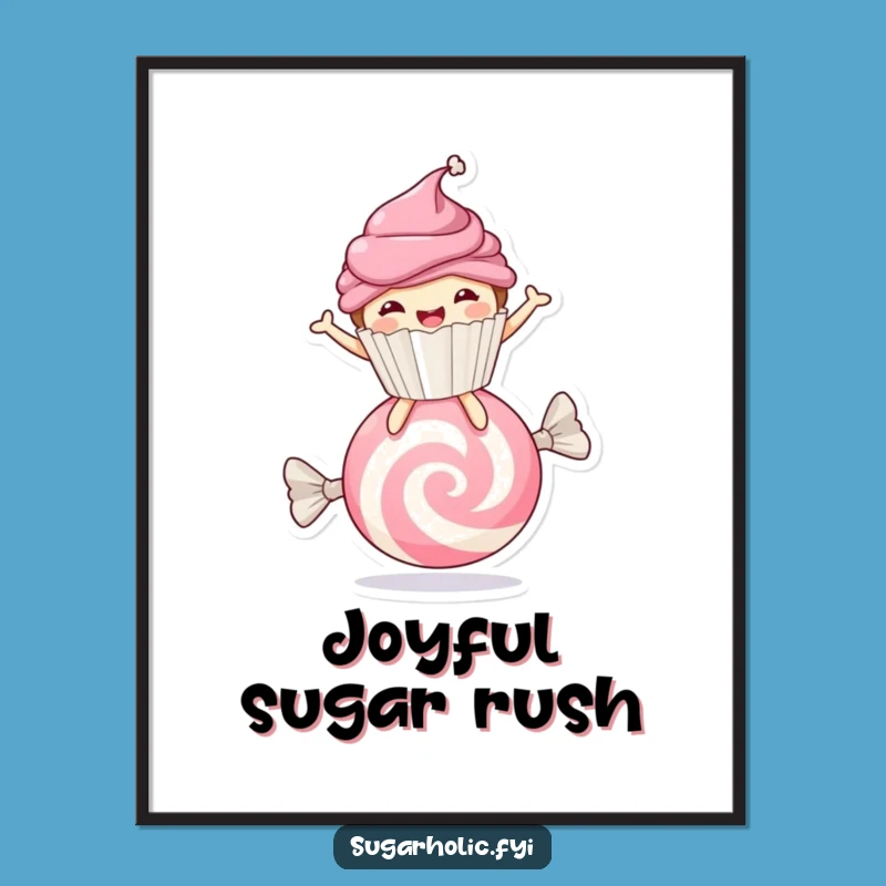 Funny Cupcake Candy Bounce Digital Art - Joyful Dessert Print for Instant Fun
