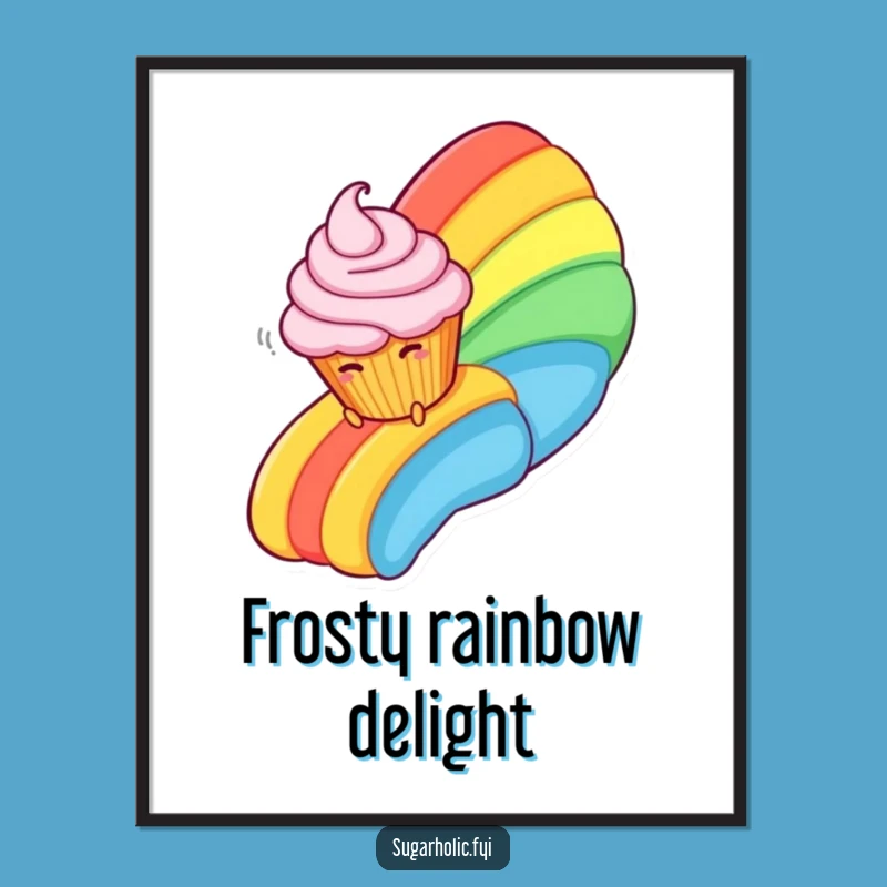 Funny Cupcake Rainbow Digital Art: Instant Sweet Decor with Sliding Character, Perfect Funny Gift