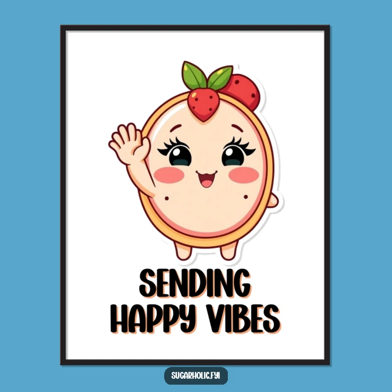 Funny Fruit Tart Digital Art - Blushing Dessert Printable, Gift