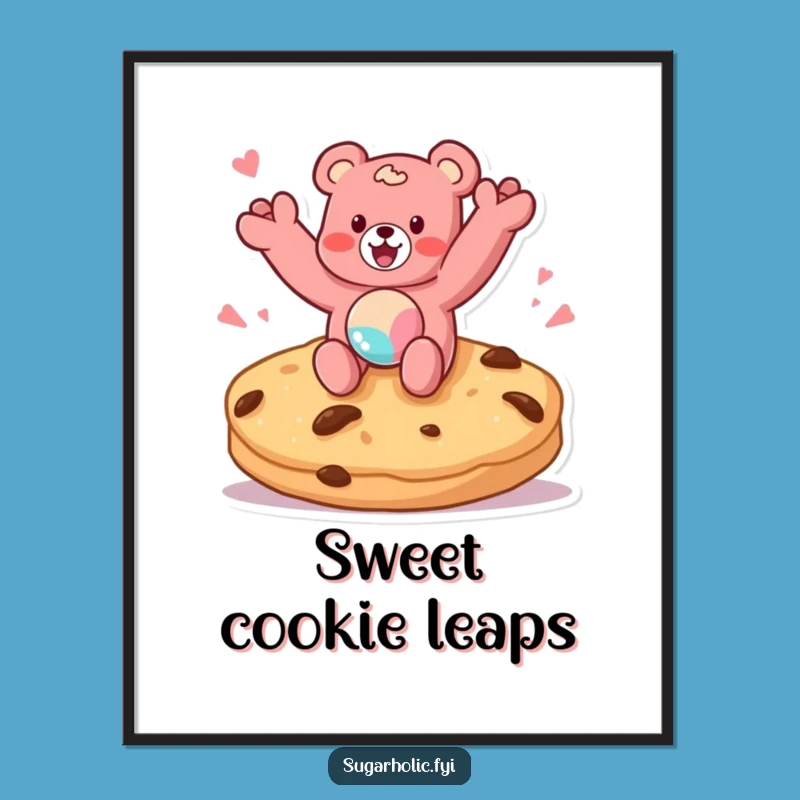 Funny Gummy Bear Cookie Jump Digital Art - Instant Sweet Character Download