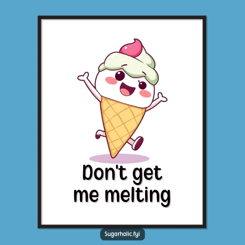 Funny Ice Cream Cone Cartwheel Digital Art - Instant Joyful Wall Decor