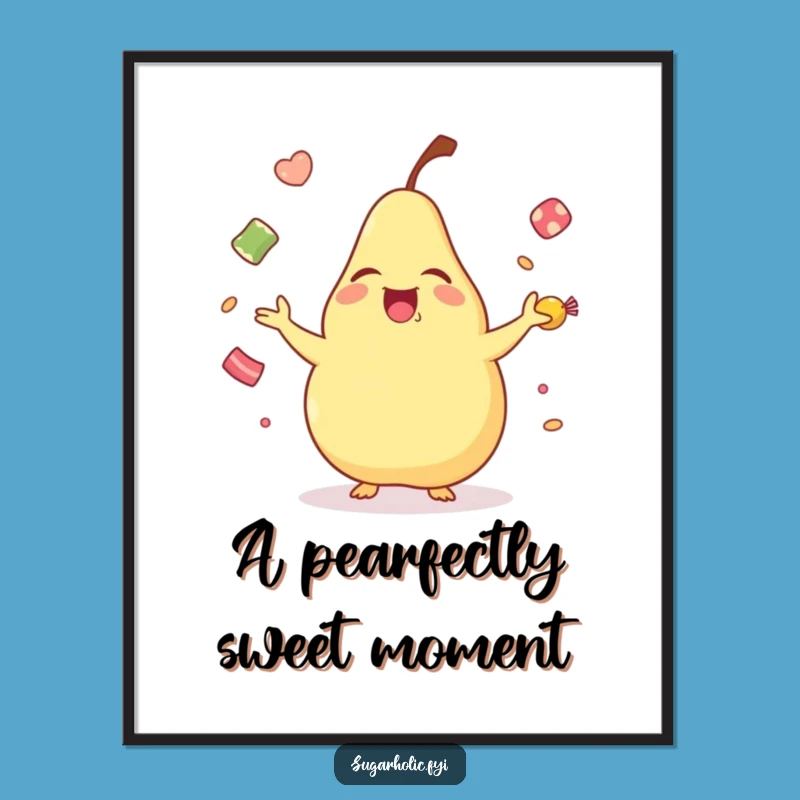 Funny Laughing Pear Digital Art - Instant Cartoon Download for Sweet Decor