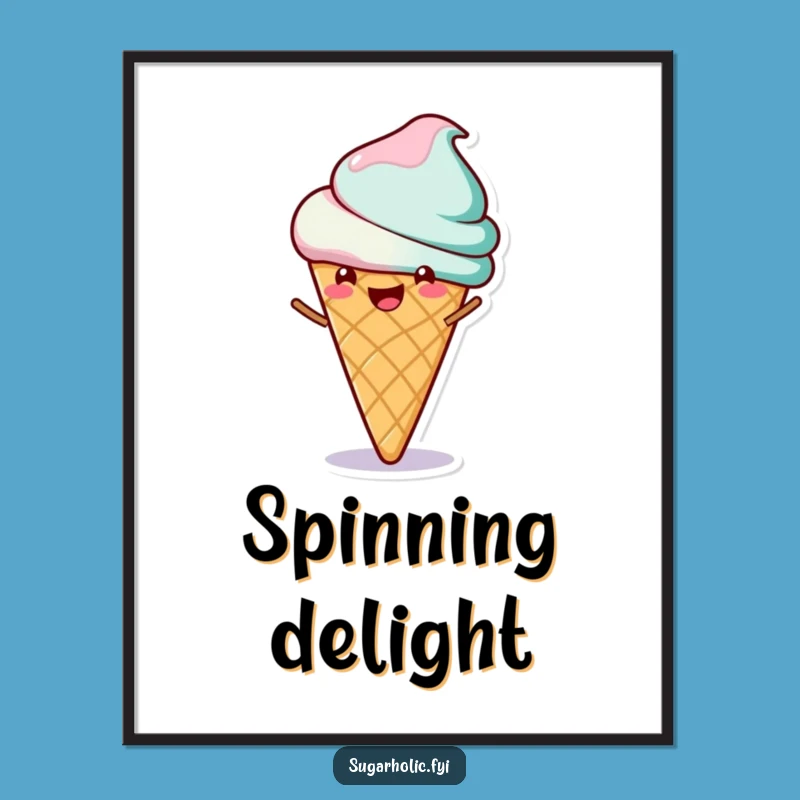 Funny Ice Cream Spin Digital Art: Hilarious Dessert Character Decor