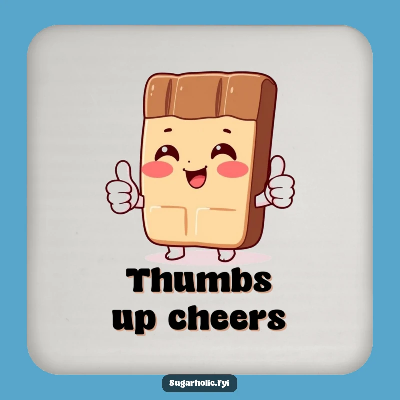 Funny Chocolate Bar Coaster: Protect Surfaces with Thumbs-Up Sweetness