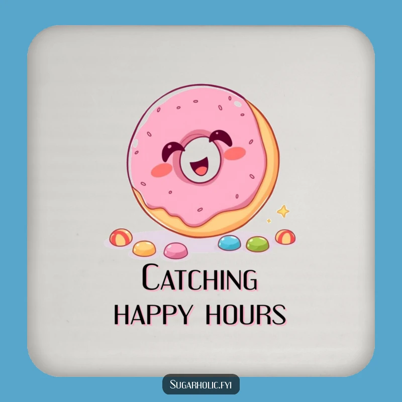 Funny Donut Candy Catch Drink Coaster - Protect Surfaces with Giggling Fun, Gift