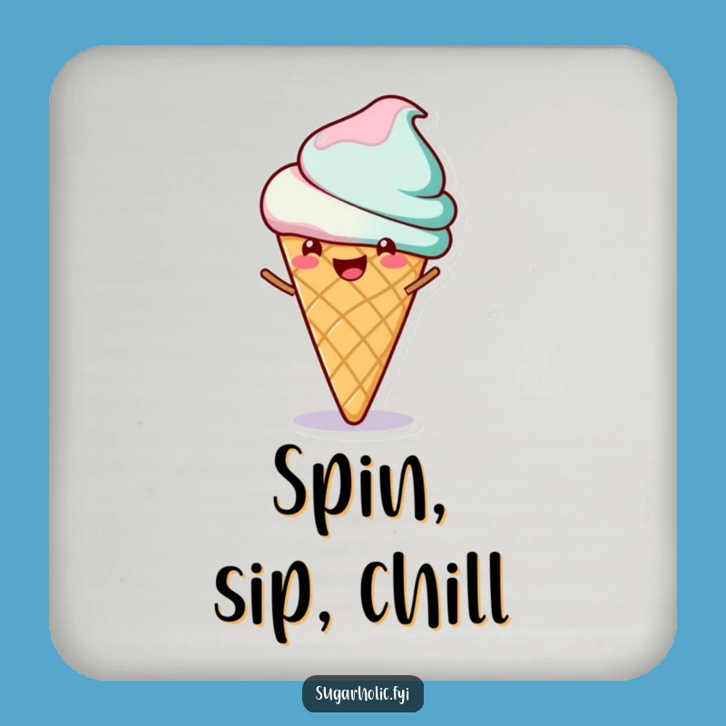 Funny Ice Cream Spin Coaster: Protect Surfaces with Sweet Humor
