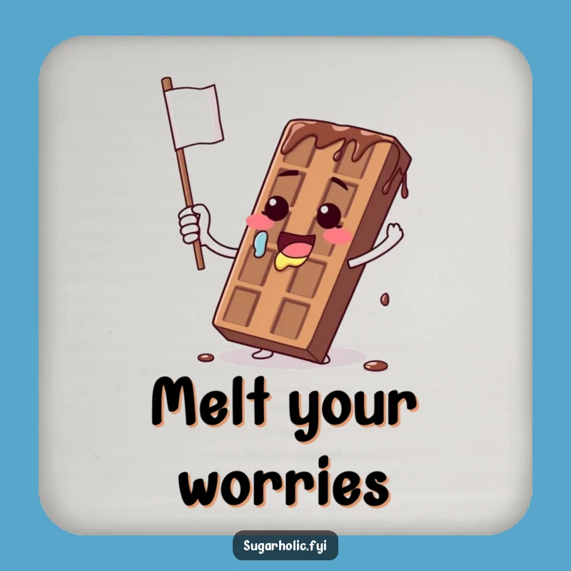 Funny Melting Chocolate Bar Flag Coaster - Protect Surfaces with Humor Funny Gift