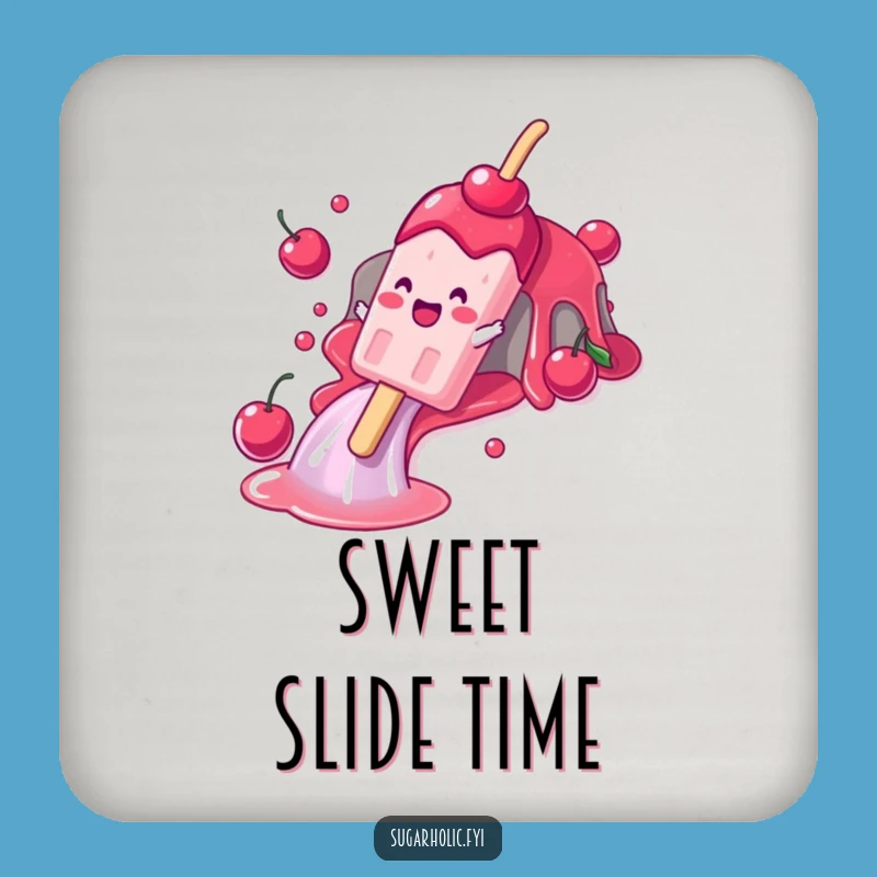 Funny Popsicle Slide Drink Coaster: Character Table Protection, Humorous Gift