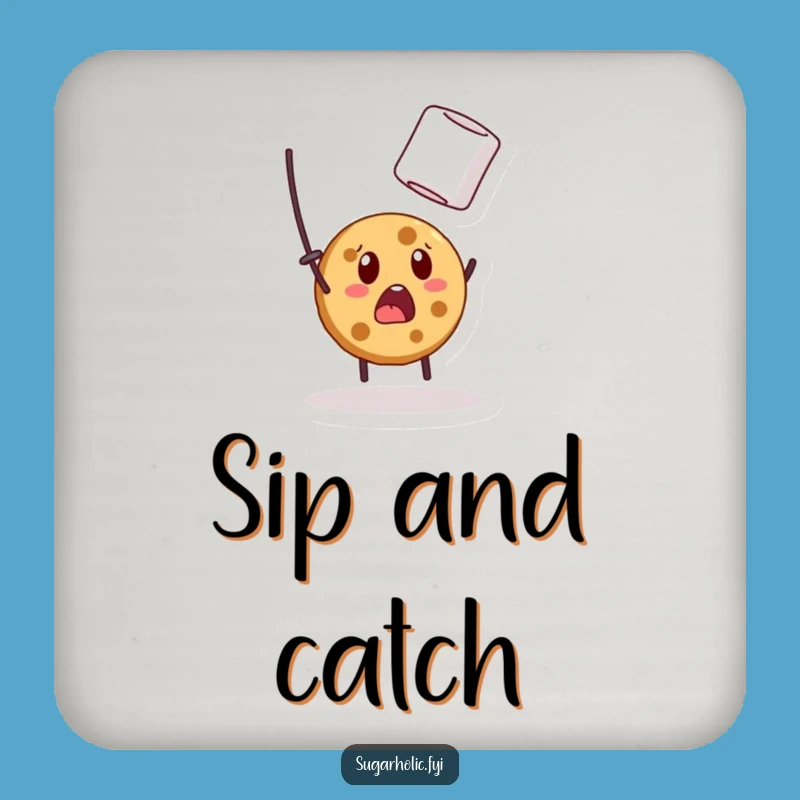 Funny Surprised Cookie Coaster: Protect Surfaces With Marshmallow Humor, Perfect Funny Gift!