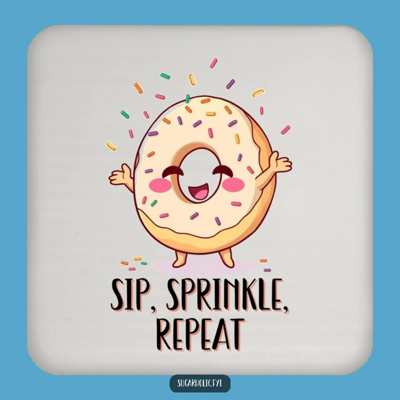 Funny Donut Sprinkle Coaster - Witty Dessert Drink Protection