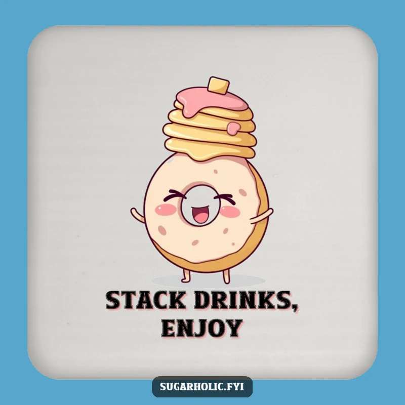 Funny Donut Pancake Wink Drink Coaster Set: Enthusiastic Protection Gift