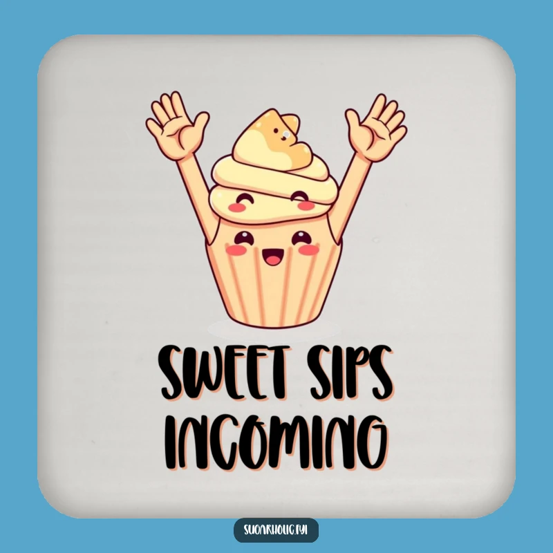 Funny Cupcake Gummy Bear High Five Coasters: Protect Surfaces Sweetly